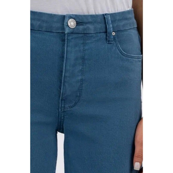 KUT From The Kloth Jeans Marine High-Rise Fab Ab Wide Leg Raw Hem Sz 12 NWT - Picture 12 of 14